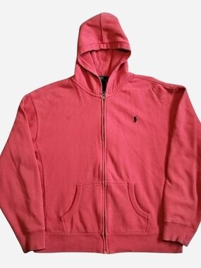 Vintage Ralph Lauren Coral Waffle-Knit Zip Hoodie